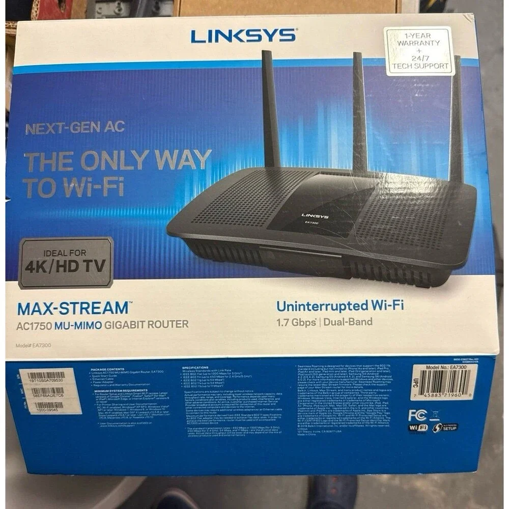 Linksys Max-Stream AC1750 Dual-Band Wi-Fi 5 Router (EA7200) Brand New in Box